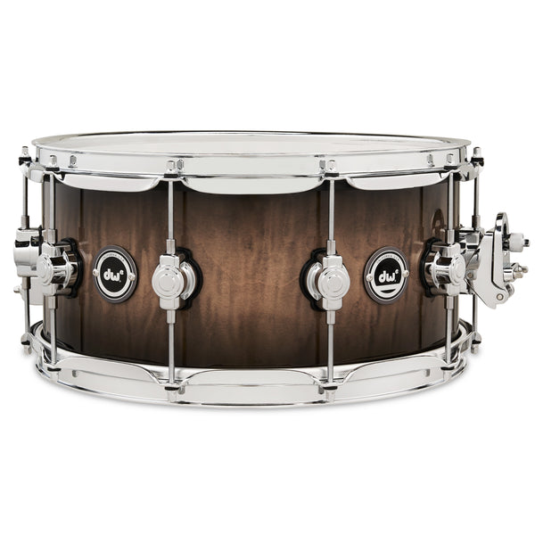 DW 6.5x14 DWe Candy Black Burst over Curly Maple Exotic Snare Drum