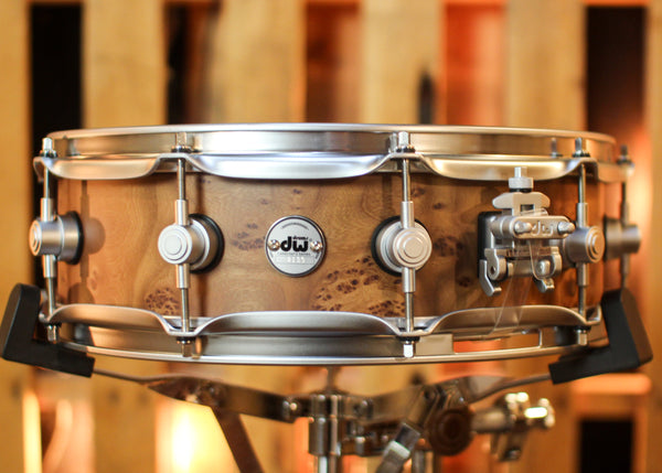 DW 4x14 Collector's SonicPly Natural Hard Satin over Elm Burl Snare Drum - SO#1424832