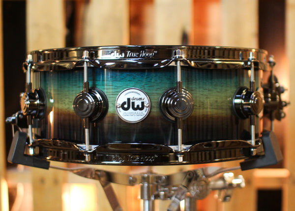 DW 5x14 Collector's SonicPly Regal Blue Burst over Horizontal Padauk Snare Drum - SO#1436557