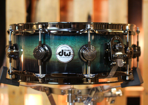 DW 5x14 Collector's SonicPly Regal Blue Burst over Horizontal Padauk Snare Drum - SO#1436557