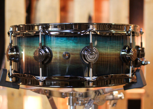 DW 5x14 Collector's SonicPly Regal Blue Burst over Horizontal Padauk Snare Drum - SO#1436557