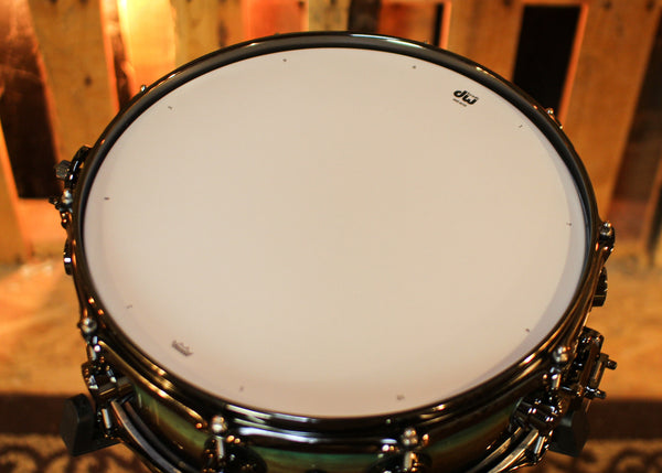 DW 5x14 Collector's SonicPly Regal Blue Burst over Horizontal Padauk Snare Drum - SO#1436557