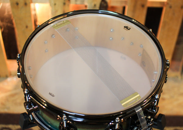 DW 5x14 Collector's SonicPly Regal Blue Burst over Horizontal Padauk Snare Drum - SO#1436557