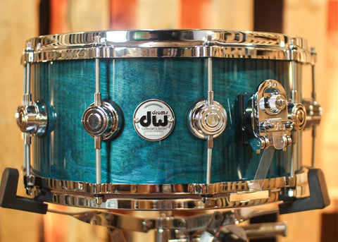 DW 6.5x14 Collector's Birch HVLT Azure Stain Lacquer Snare Drum - SO#1291844