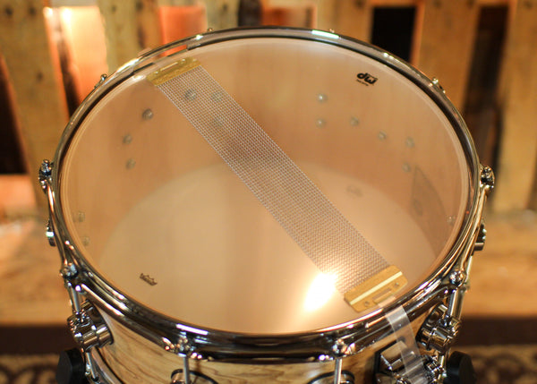 DW 6.5x14 Collector's Maple 333 Natural Hard Satin over Olive Ash Burl Snare Drum - SO#1424758