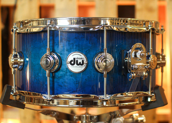DW 6.5x14 Collector's Maple 333 Regal to Royal Blue Burst over Birdseye Maple Snare Drum - SO#1444850