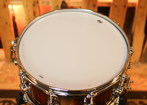 DW 6.5x14 Collector's Maple Purplecore Candy Black Burst over Candy Stripe Padauk Snare Drum - SO#1444622