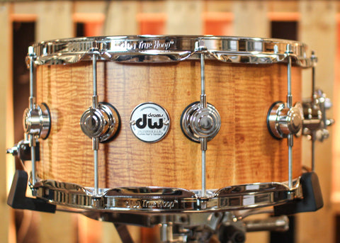 DW 6.5x14 Collector's Maple VLT Natural Hard Satin over Koa Snare Drum - SO#1357780