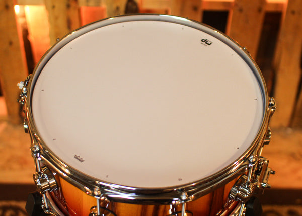 DW 6.5x14 Collector's Maple VLT Tequila Sunrise Fade over Chechen Snare Drum - SO#1444853