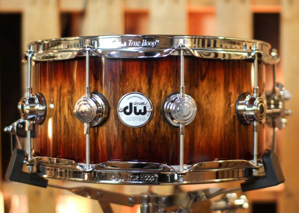 DW 6.5x14 Collector's Maple VLT Toasted Almond Burst over Tigerwood Snare Drum - SO#1430540