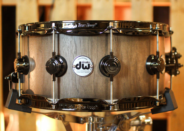 DW 6.5x14 Collector's Pure Walnut VLT Natural to Quick Ebony Burst Hard Satin Snare Drum - SO#1421550