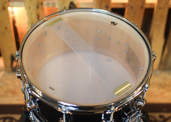 DW 7x14 Collector's Maple VLT Gloss Black Snare Drum - SO#1444769