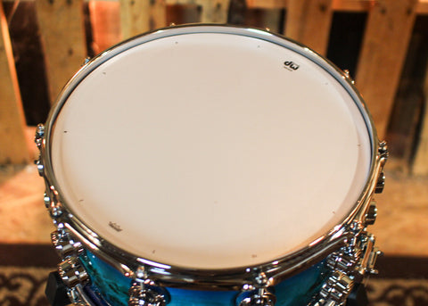 DW 7x14 Collector's Maple VLT Regal to Royal Blue Burst over Mapa Burl Snare Drum - SO#1407182