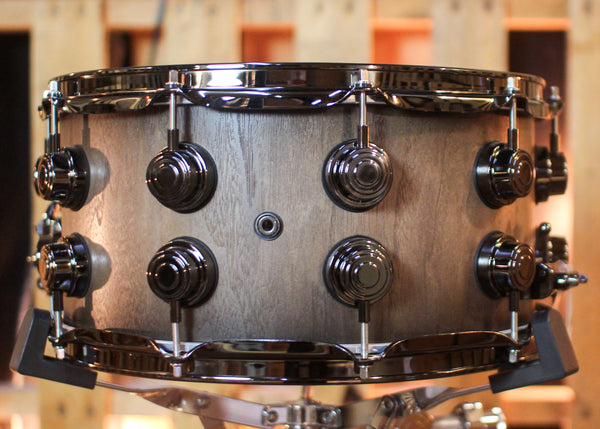 DW 7x14 Collector's Pure Walnut Satin Natural to Quick Ebony Burst Snare Drum - SO#1447194