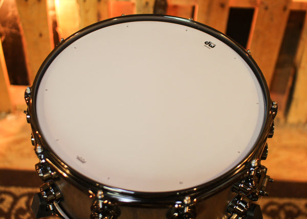 DW 7x14 Collector's Pure Walnut Satin Natural to Quick Ebony Burst Snare Drum - SO#1447194