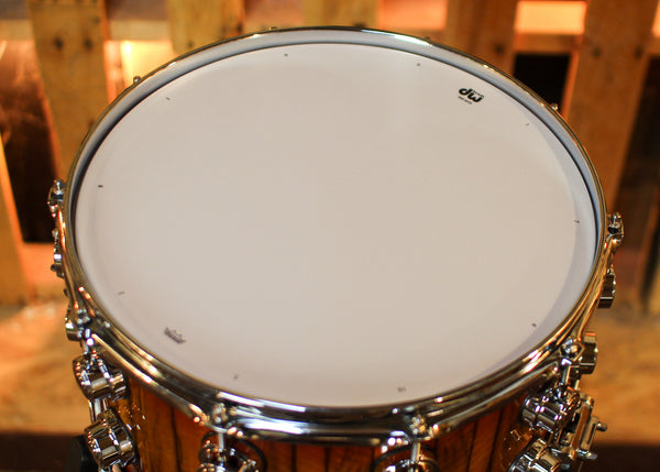 DW 8x14 Collector's Maple 333 Tequila Sunrise Burst over Black Limba Snare Drum - SO#1430091