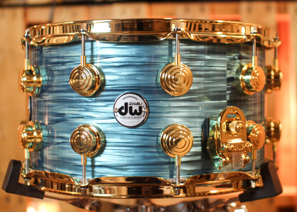 DW 8x14 Collector's Maple Mahogany Turquoise Oyster Snare Drum - SO#1417215
