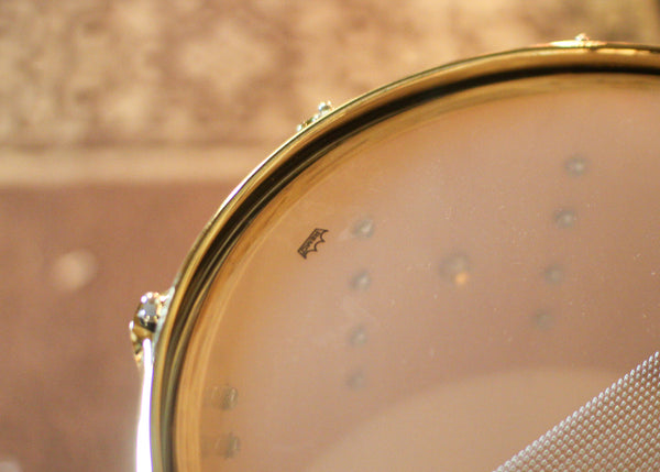 DW 8x14 Collector's Maple/Spruce Emerald Green Burst over Elm Burl Snare Drum - SO#1424837