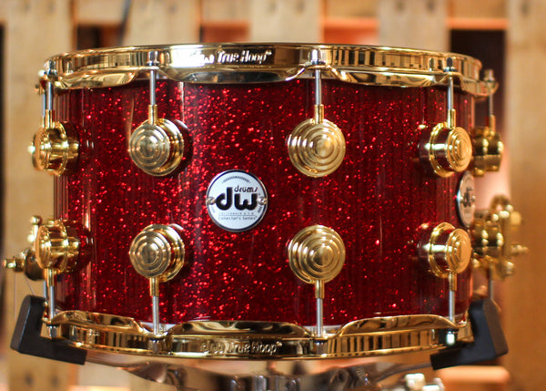 DW 8x14 Collector's Maple VLT Ruby Glass Snare Drum - SO#1438710