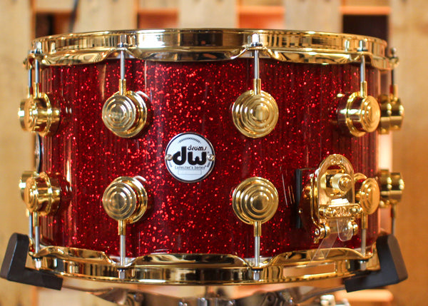 DW 8x14 Collector's Maple VLT Ruby Glass Snare Drum - SO#1438710