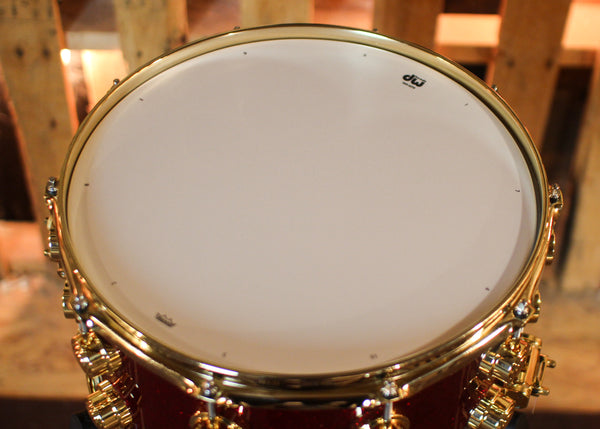 DW 8x14 Collector's Maple VLT Ruby Glass Snare Drum - SO#1438710
