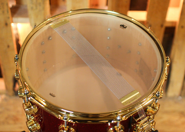 DW 8x14 Collector's Maple VLT Ruby Glass Snare Drum - SO#1438710