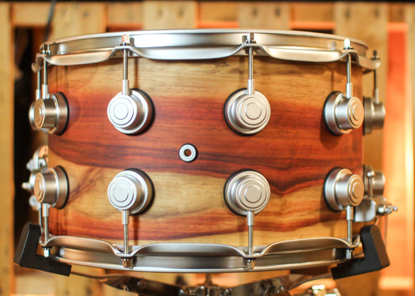 DW 8x14 Collector's SonicPly Natural Hard Satin over Horizontal Padauk Snare Drum - SO#1429995