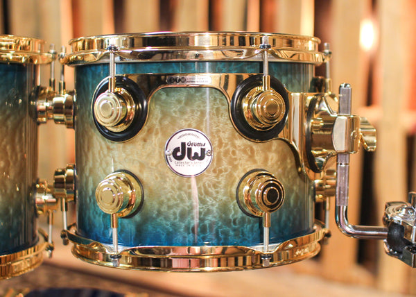 DW Collector's Cherry Spruce Carl Allen Burst over Quilted Moabi Drum Set - 22,10,12,14,16,14sn - SO#1302117