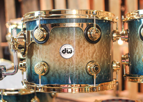 DW Collector's Cherry Spruce Carl Allen Burst over Quilted Moabi Drum Set - 22,10,12,14,16,14sn - SO#1302117