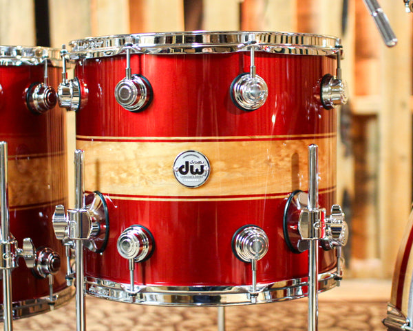 DW Collector's 333 Cherry Metallic Graphics over Heartwood Quilted Maple Drum Set - 22,10,12,14,16 - SO#1383153
