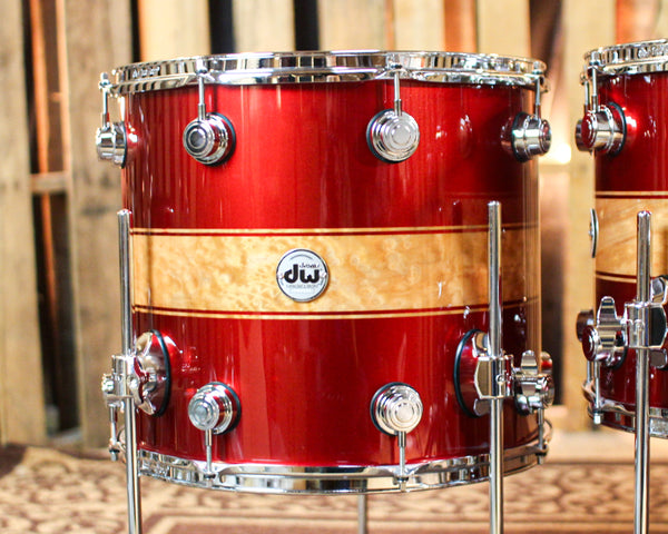 DW Collector's 333 Cherry Metallic Graphics over Heartwood Quilted Maple Drum Set - 22,10,12,14,16 - SO#1383153