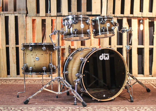 DW Collector's 333 Candy Black Burst over Pecky Oak Drum Set - 22,10,12,16 - SO#1352483