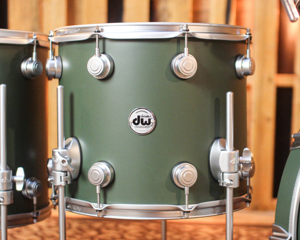 DW Collector's Maple Mahogany Army Green Hard Satin Drum Set - 22,10,12,14,16 - SO#1439018