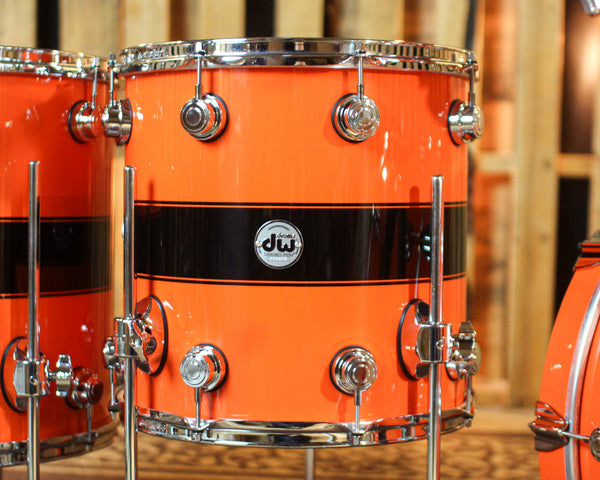 DW Collector's Maple Mahogany Hugger Orange w/ Black Rally Stripe Drum Set - 22,8,10,12,14,16 - SO#1416894
