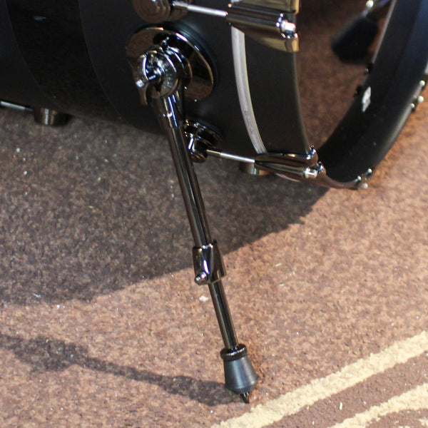 DW Collector's Maple SSC Matte Black Pearl w/ Gloss Black Rally Stripe Drum Set - 22,13,16,14sn - SO#1435202