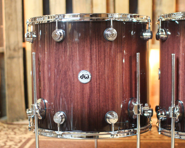 DW Collector's Purpleheart VLT Natural to Candy Black Burst Drum Set - 23,8,10,12,16,18 - SO#1429712