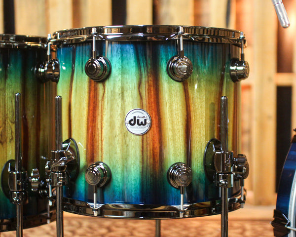DW Collector's SonicPly Regal Blue Burst over Candy Stripe Padauk Drum Set - 22,10,12,14,16 - SO#1441739