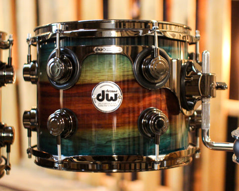 DW Collector's SonicPly Royal Blue Burst over Horizontal Padauk Drum Set - 22,10,12,14,16,14sn - SO#1391943