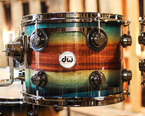 DW Collector's SonicPly Royal Blue Burst over Horizontal Padauk Drum Set - 22,10,12,14,16,14sn - SO#1391943