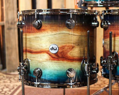 DW Collector's SonicPly Royal Blue Burst over Horizontal Padauk Drum Set - 22,10,12,14,16,14sn - SO#1391943