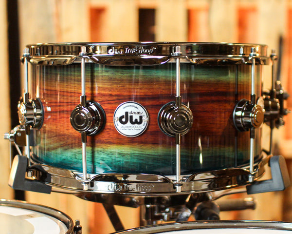 DW Collector's SonicPly Royal Blue Burst over Horizontal Padauk Drum Set - 22,10,12,14,16,14sn - SO#1391943