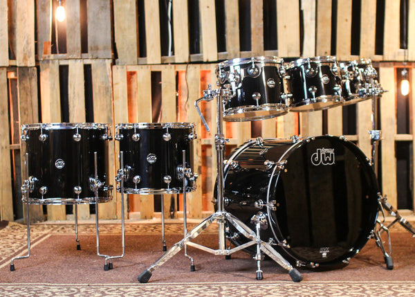 DW Performance Piano Black Lacquer 6pc Drum Set - 18x22, 7x8, 8x10, 9x12, 12x14, 14x16