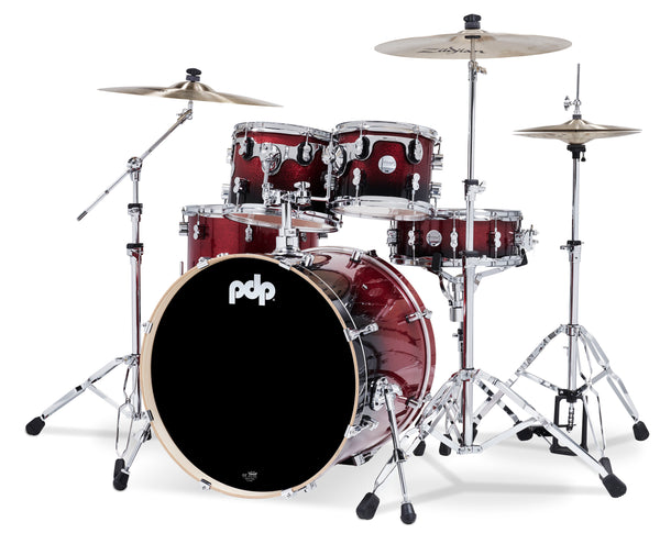 PDP Concept Maple Red to Black Fade 5pc Drum Set - 22,10,12,16,14 - PDCM2215RB