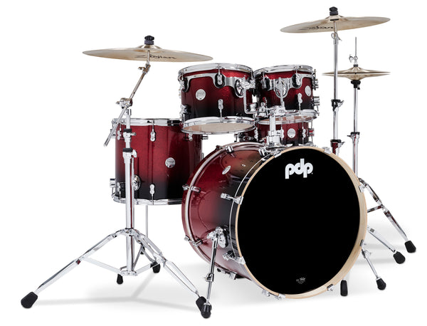 PDP Concept Maple Red to Black Fade 5pc Drum Set - 22,10,12,16,14 - PDCM2215RB