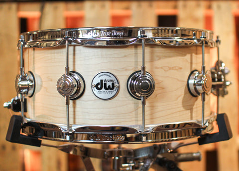 Used DW 6.5x14 Collector's Black Swamp Natural Satin Oil Solid Maple Snare Drum - SO#883633