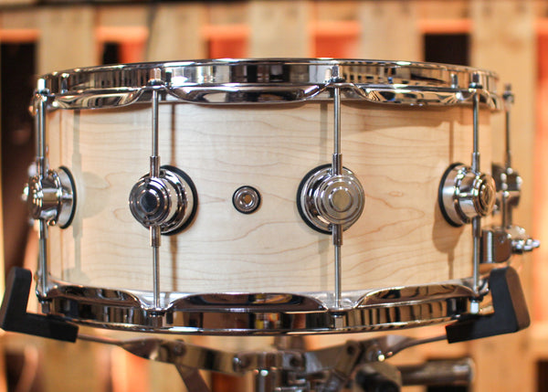 Used DW 6.5x14 Collector's Black Swamp Natural Satin Oil Solid Maple Snare Drum - SO#883633