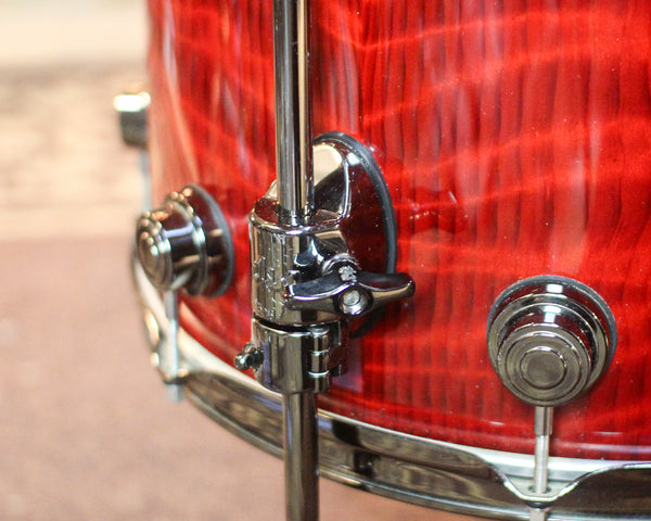 Used DW Collector's Maple Candy Apple Red over Redwood Stump Drum Set - 22,10,12,14,16,14sn