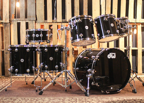 DW Collector's Birch Metallic Black Lacquer Drum Set - 20x22,10x10,12x12,13x13,14x14,16x16,7x14 - SO#1291944