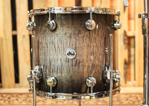 DW Collector's 333 Candy Black Burst Knockdown over Curly Maple Drum Set - 22,10,12,16 - SO#1313021