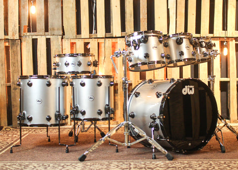DW Collector's Maple Mahogany Coarse Silver Drum Set - 22,8,10,12,14,16,14sn - SO#1301367